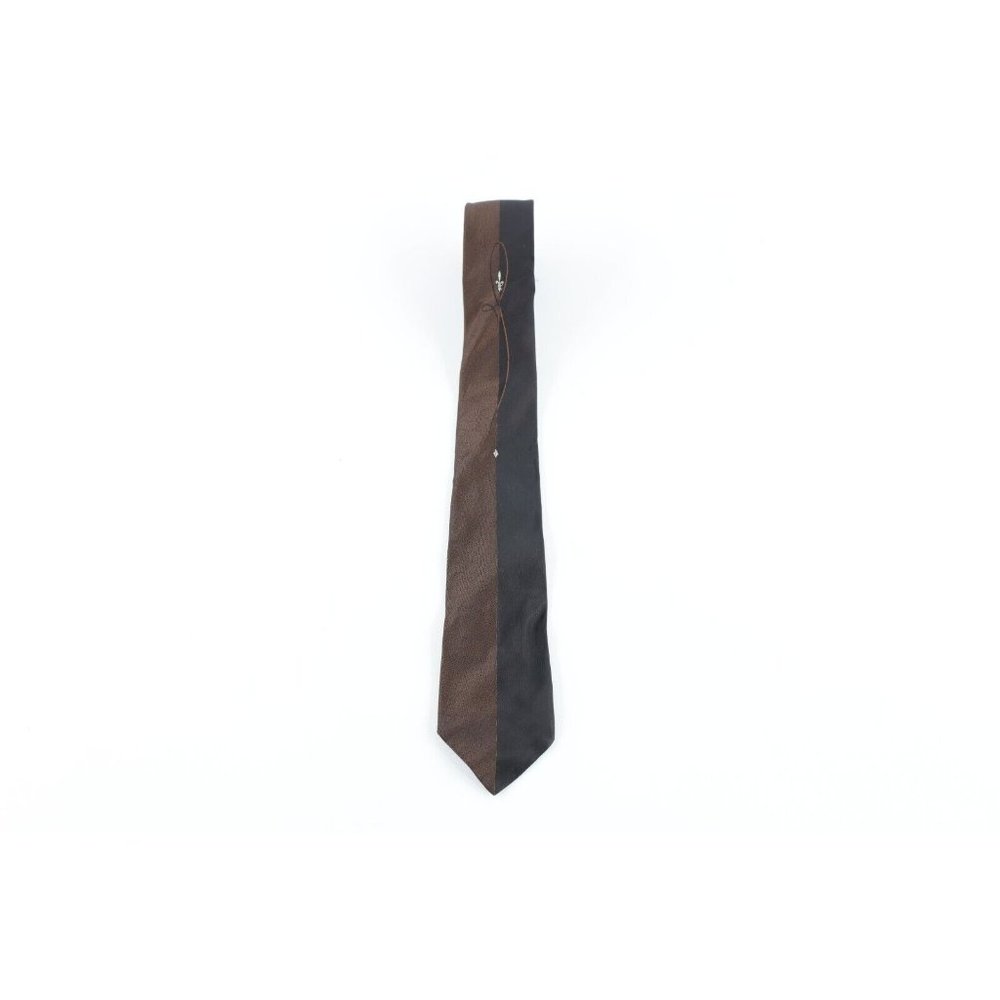 Vintage 50s 60s Macys Color Block Geometric Neck Tie Dress Tie Wedding Brown